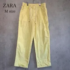 ZARA イージーパンツ M ライトイエロー 夏パンツ ウエストゴム リラックス