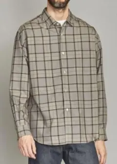 値下げ　BEAUTY&YOUTH 秋冬ブラウンチェックワイドフォルムシャツ