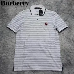 バーバリーBURBERRY✨タグ付　ポロシャツ　ホースロゴ　ストライプ　サイズ３