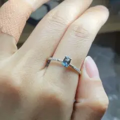 天然石リング　ブルートパーズ　ロンドンブルー　高透明　6*4mm SV925刻印