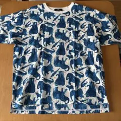 マーブルシュッド エレファント柄 オーバーサイズ Tシャツ ブルー Fのサムネイル