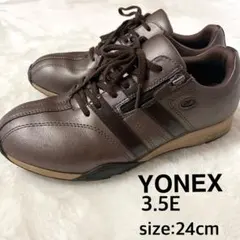 【YONEX】パワークッション ウォーキングシューズ 24cm ブラウン　幅広