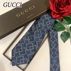 李*勲様 GUCCI ネイビー シルク ネクタイ GGロゴ - メルカリ