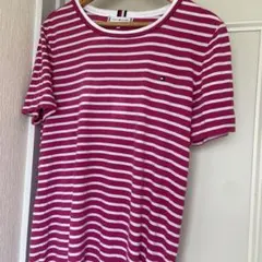 Tommy Hilfiger ピンクボーダー 半袖　ロング　ワンピース