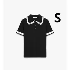 ZARA ザラ ビジューポロセーター Sサイズ ブラック