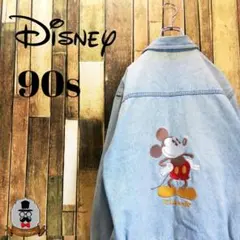 【激レア90s】【最高の色落ち】ディズニー☆刺繍ミッキーデニムジャケット