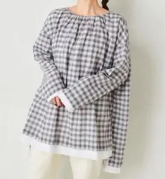 21年 新品 ピュアルセシン 綿麻ローン二重仕立てチュニックのサムネイル