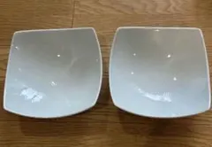 NIKKO ホワイト 柄つき四角形ボウル 2個セット