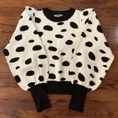 お値下げしました！NICE CLAUP 水玉模様　バルーンスリーブニットセーター