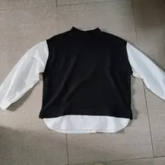 レイヤードデザイン 長袖トップス 黒と白　Mサイズ
