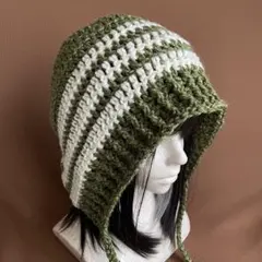 ハンドメイド　ボンネット帽　バラクラバ