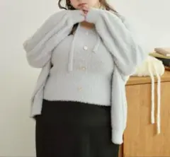 LL ブルー　シャギーカーディガン+キャミSET Louiosy