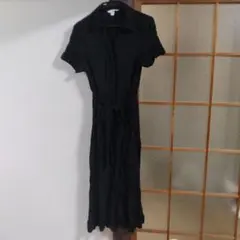 H&M ブラック 半袖 シャツワンピース