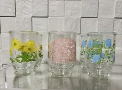 レトロ花柄ガラスコップ　6個セット