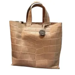 【フルラ】FURLA 本革 クロコ型押しレザー ミニ スクエア トートバッグ