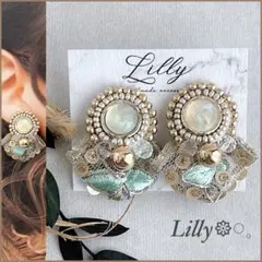 #276 大ぶり/インド刺繍リボン/ゴールド/ビーズ刺繍/ハンドメイド