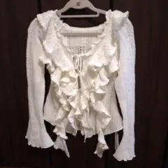 新品タグ付SNIDELアイボリー フリル付き ニット セーター