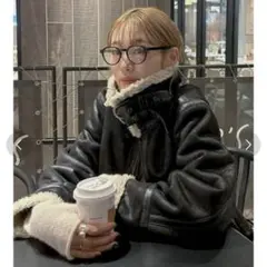 ungrid フェイクムートンボアジャケット　ブラック