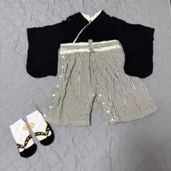 赤ちゃん ロンパース袴(男の子用)サイズ70 黒(靴下付き)