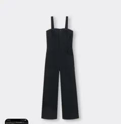 GU ベアトップサロペットパンツQ（L、ブラック、裾上げなし）