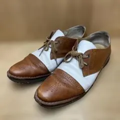Clarks クラークス　ブラウンホワイトレザーウィングチップドレスシューズのサムネイル