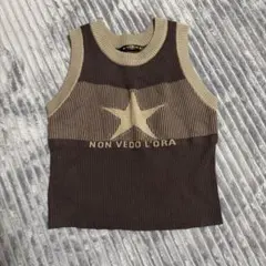 GORGE タンクトップ ノースリーブ 星柄 ブラウンのサムネイル
