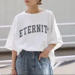 FRAMeWORK ロゴプリントハーフスリーブT