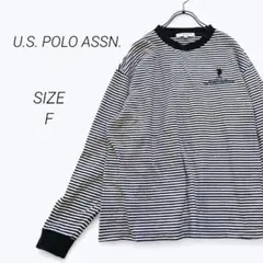 a2252▶ユーエスポロアッスン ロングTシャツ　オーバーサイズ　ボーダー　F