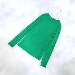 A3576【ZARA/ザラ】グリーン長袖Tシャツ/シアー/透け感/差し色/L