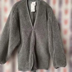 UNIQLOグレー ライトボアフリース カーディガン