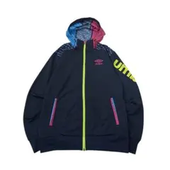 【レディース 】umbro 薄手のトラックジャケット ジャージ ロゴ刺繍 紺 M