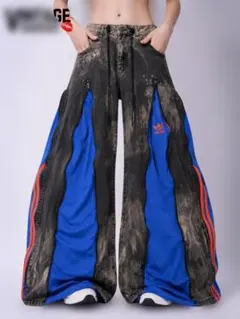 リメイク 4ジップ トラックパンツ デニム ボトムス - メルカリ