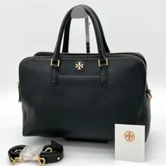 【美品】ToryBurch ハンドバッグ 2way ミニボストン型 レザー 黒