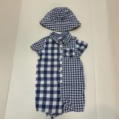 baby GAP チェック柄ロンパース・カバーオール ハット付き　6〜12ヶ月