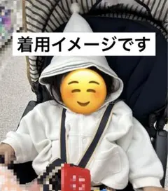 コムサイズム フード付きフリース ベビーポンチョ 白 70-80cm