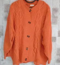 ケーブル編み ニット オーバーサイズ クルーネック カーディガン