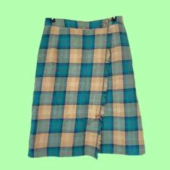 最終値下げ！！巻きスカート　ミニスカート　グリーン　レトロ
