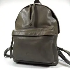 【美品】genten ゲンテン　リュック　ゴートレザー　オリーブグリーンのサムネイル