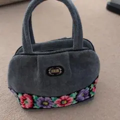 FEILER グレー 花柄刺繍 ハンドバック