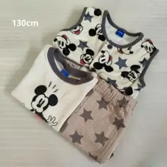 ミッキーマウス 長袖長ズボンパジャマ ベスト 130cm 3点セット