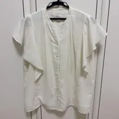 ホワイト フレアスリーブ シャツ Lサイズ