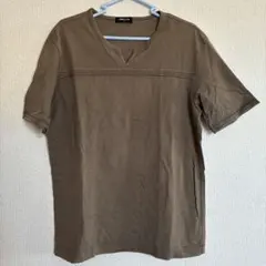 COMME CA ISM ブラウン Vネック Tシャツ L