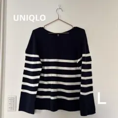 UNIQLO ユニクロ　3Dコットンクルーネックセーター　L ネイビー