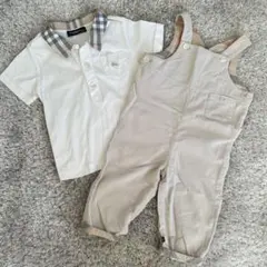 【美品】バーバリーBurberry ポロシャツとオーバーオール セット　80