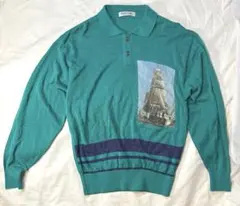 USED★ SAILOR 薄手3Dニット 襟付き 麻50混合 L