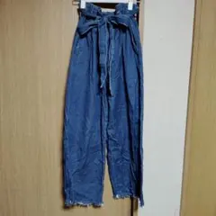 Heather ハイウエスト カットオフ ワイドデニムパンツ S