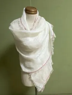 麻100%素材　白　大判ストール