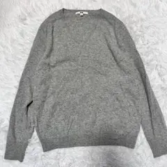 UNIQLO ユニクロ カシミヤ100% ニット Vネック グレー XL