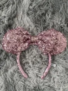 ディズニー ミニーマウス ミニーちゃん カチューシャ スパンコール ピンク