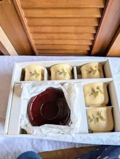 美濃焼　お湯のみ　茶托５客セット　未使用　美品